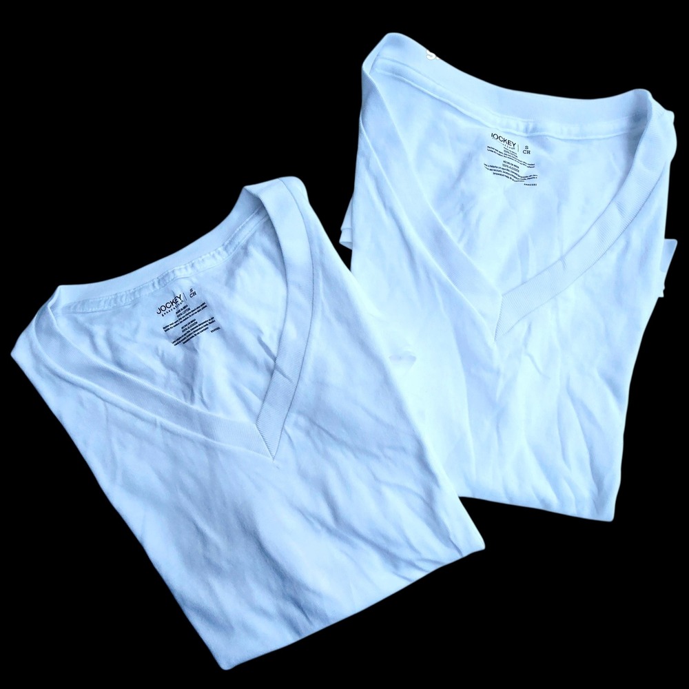 Jockey Generation Mens White‎ V-Neck T-Shirt Undershirt Small S Cotton